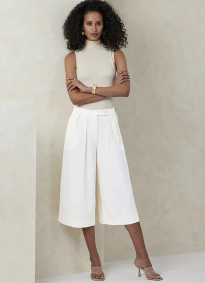 Patron couture femme, patron pantalons à jambes larges, Vogue 2094