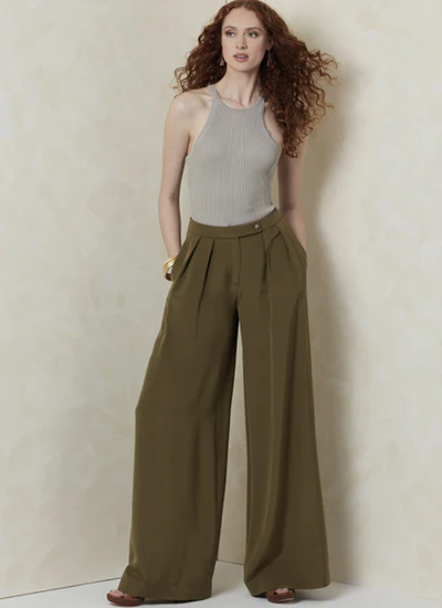Patron couture femme, patron pantalons à jambes larges, Vogue 2094 – Image 2