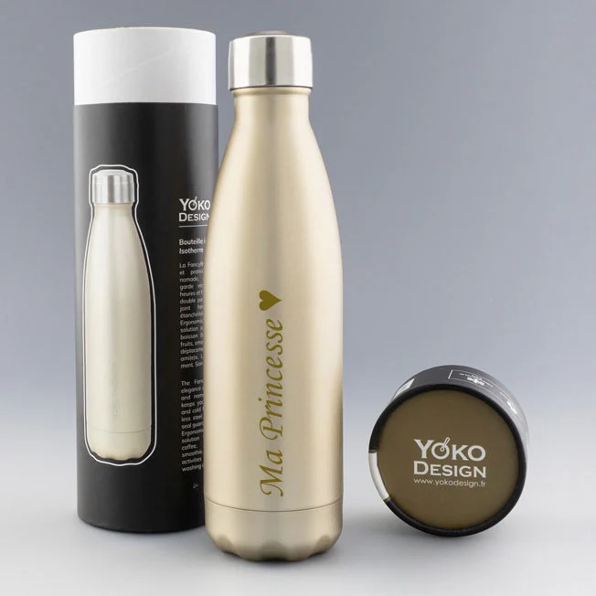 Bouteille Isotherme 500 ml à Personnaliser (Blanche, Dorée ou Argent) – Image 3