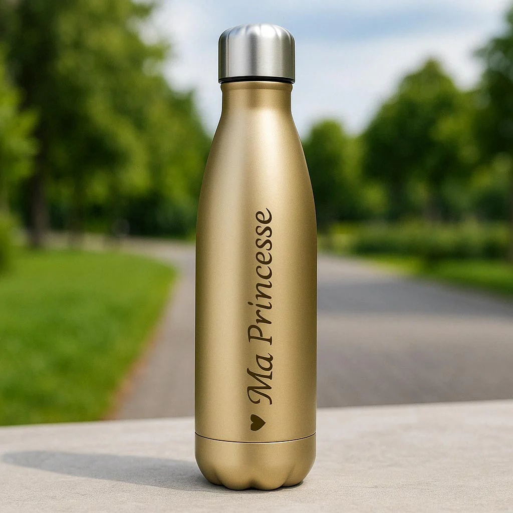 Bouteille Isotherme 500 ml à Personnaliser (Blanche, Dorée ou Argent) – Image 5
