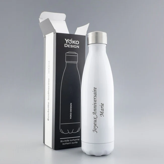 Bouteille Isotherme 500 ml à Personnaliser (Blanche, Dorée ou Argent) – Image 2